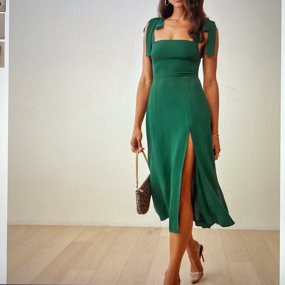 Reformation twilight dress in emerald green brand new with tags